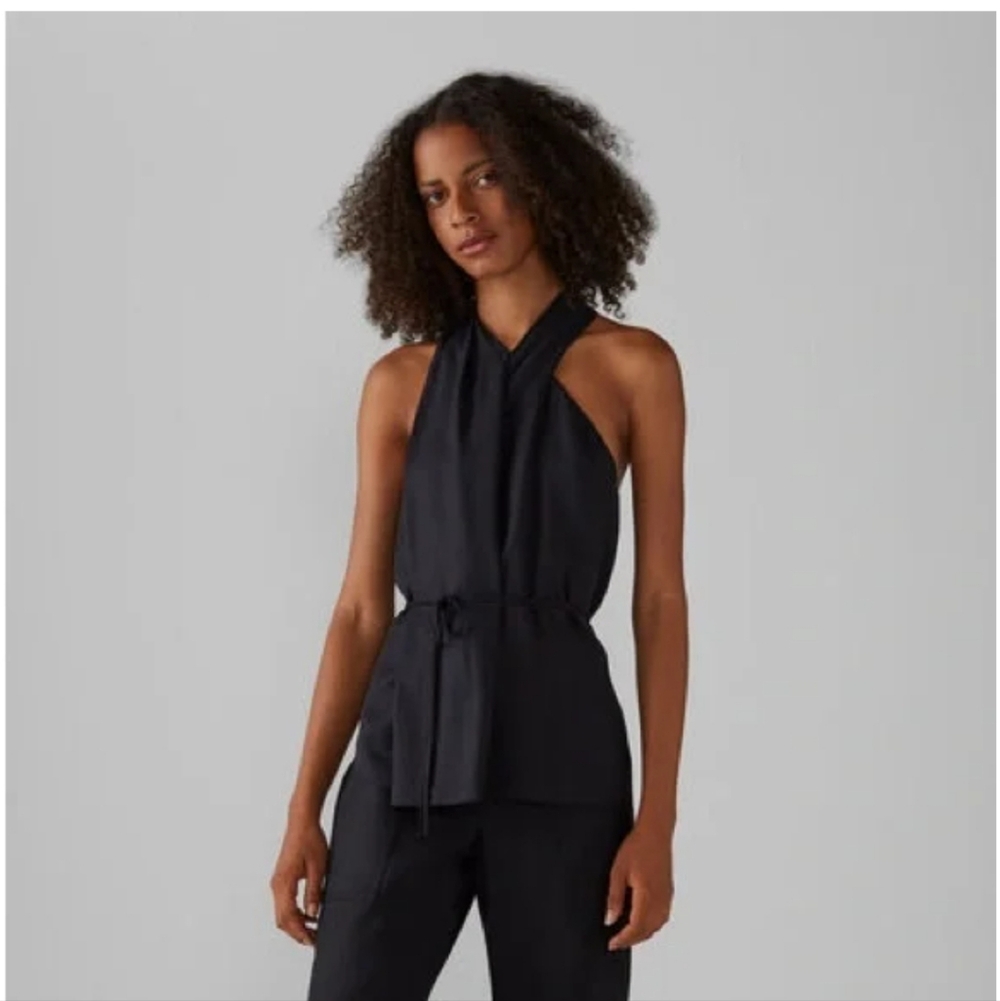 Club Monaco Black Crossover Sleeveless Blouse - Picture 7 of 7